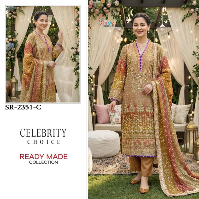 Sr 2351 A To E By Shree Raga Chiffon Readymade Pakistani Suits 